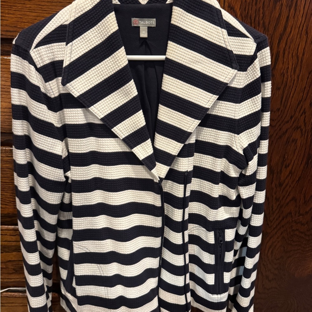 Talbots Women's Navy and White Textured Blazer